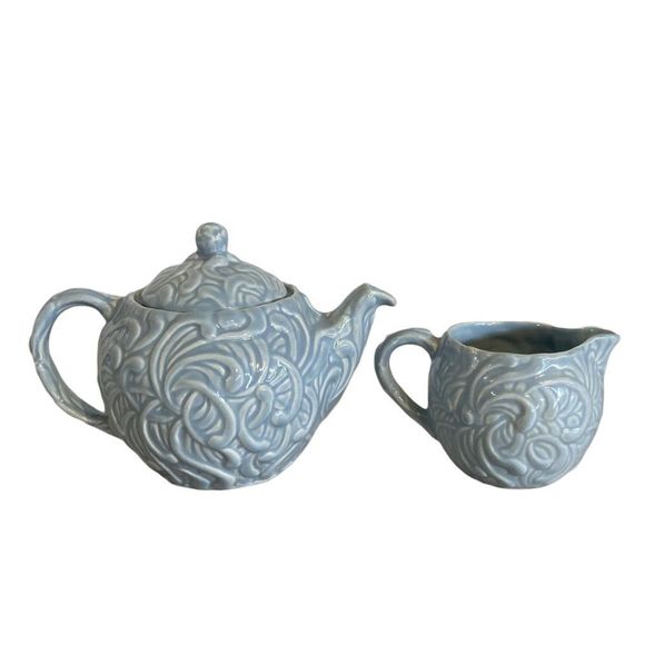 CHRYS Dining Rare Vintage Chrys Pottery England Light Blue Tea Set